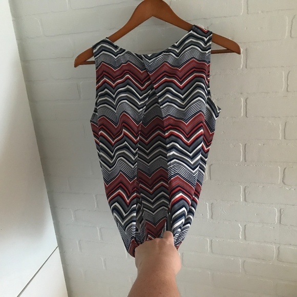 Banana Republic Tank top Herringbone Open back Navy/Red/Gray/White Size S - Picture 7 of 9